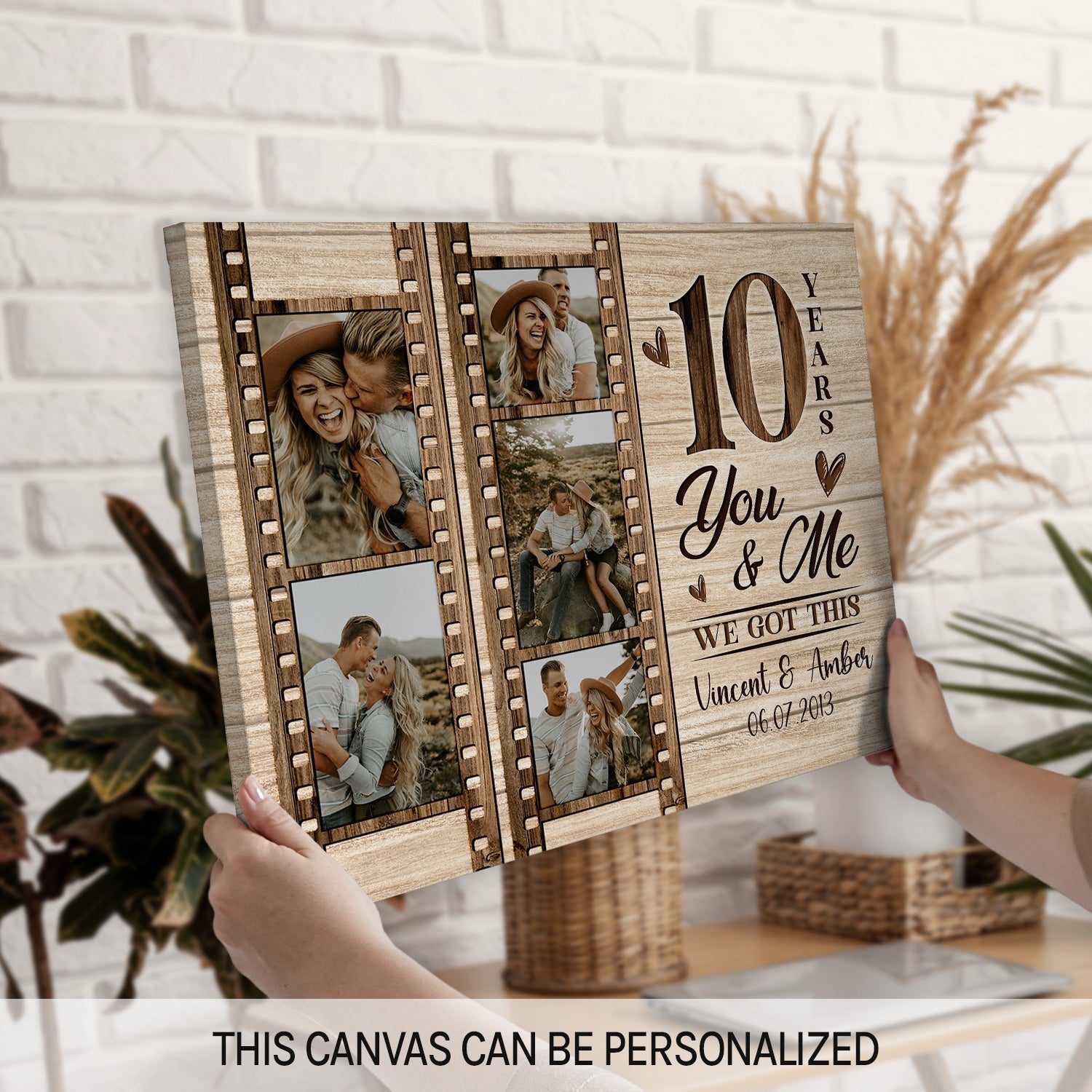 You & Me 10 Years - Personalized 10 Year Anniversary gift for Husband or Wife - Custom Canvas - MyMindfulGifts