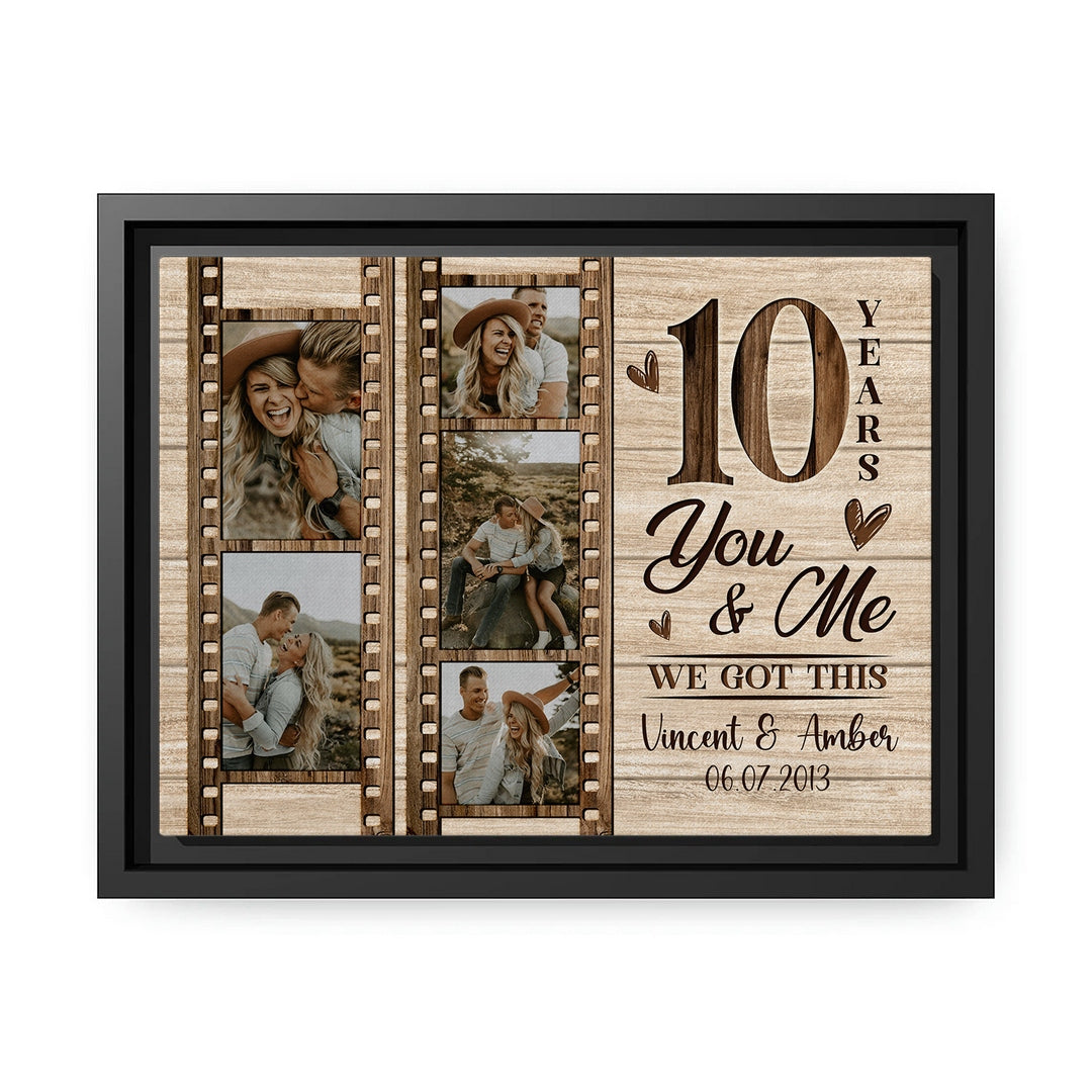 You & Me 10 Years - Personalized 10 Year Anniversary gift for Husband or Wife - Custom Canvas - MyMindfulGifts