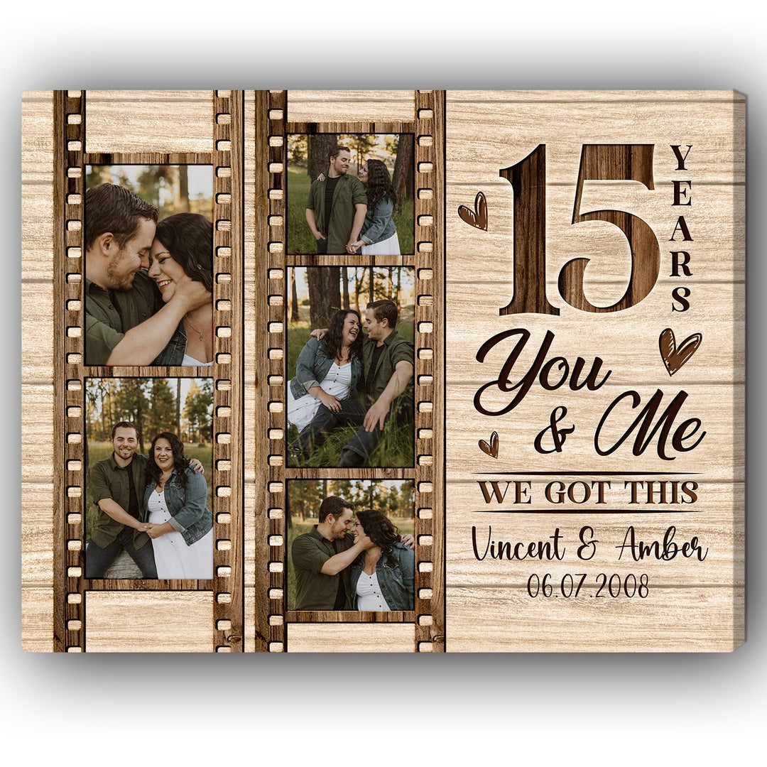 You & Me 15 Years - Personalized 15 Year Anniversary gift for Husband or Wife - Custom Canvas - MyMindfulGifts