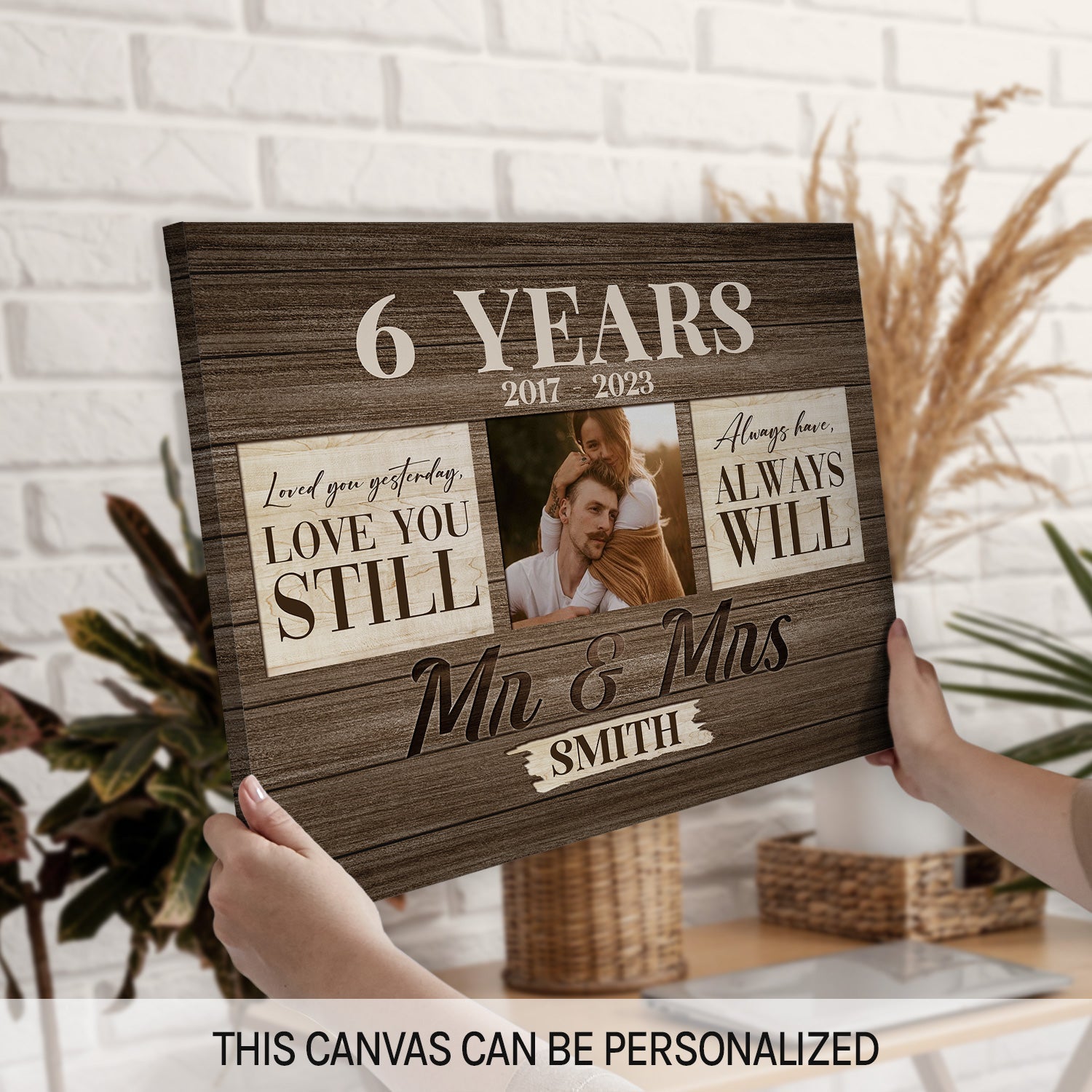Six Year Mr. & Mrs. - Personalized 6 Year Anniversary gift for Husband or Wife - Custom Canvas - MyMindfulGifts