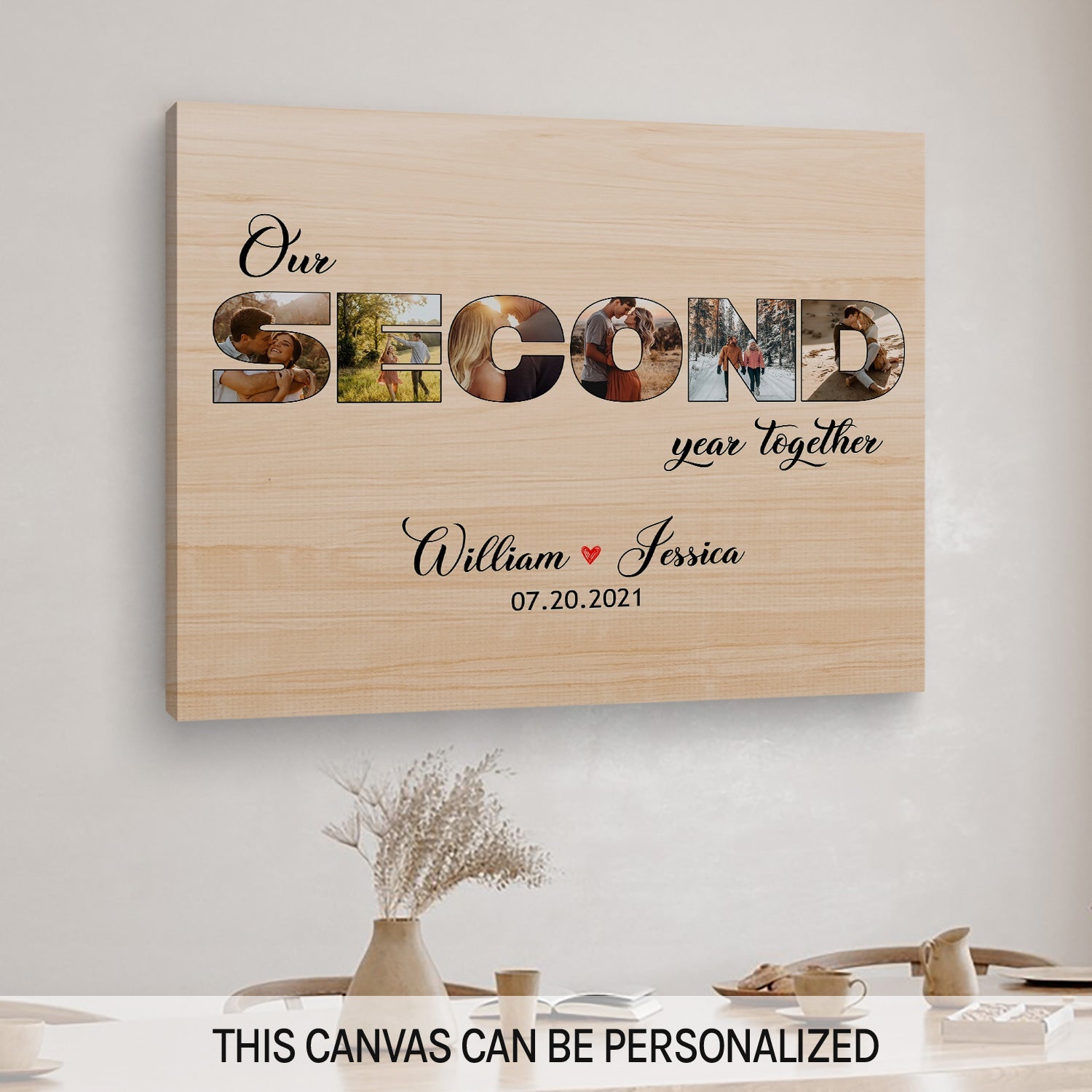 Our Second Year Together Photo Collage - Personalized 2 Year Anniversary gift for Husband or Wife - Custom Canvas - MyMindfulGifts