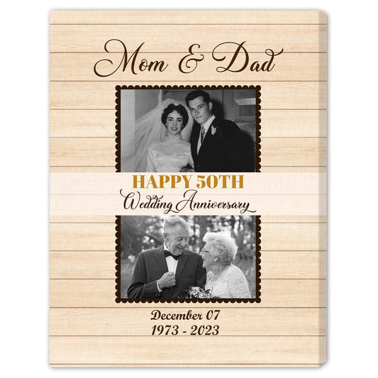 Happy 50th Wedding - Personalized 50 Year Anniversary gift for parents - Custom Canvas - MyMindfulGifts