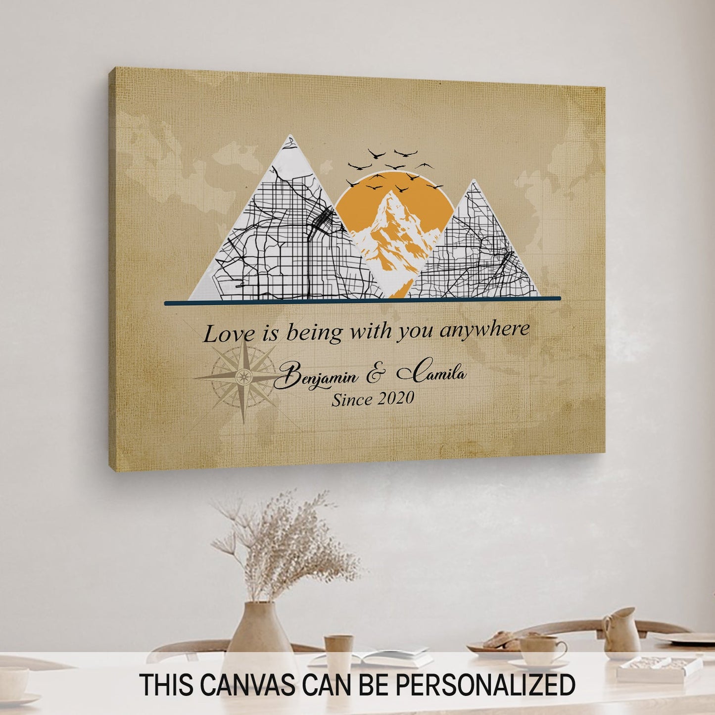 Travel Memories - Personalized Anniversary or Valentine's Day gift for Husband or Wife - Custom Canvas - MyMindfulGifts