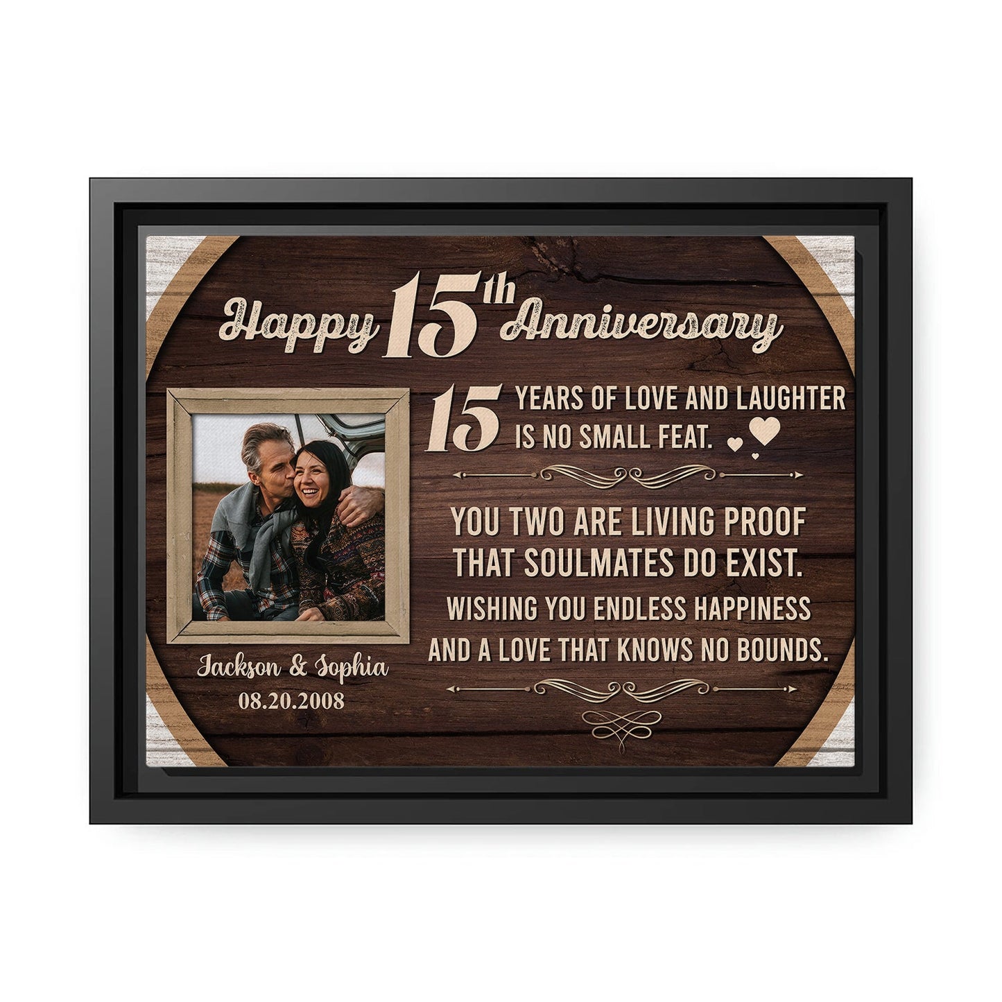 15 Years Together - Personalized 15 Year Anniversary gift for Couple - Custom Canvas Print - MyMindfulGifts