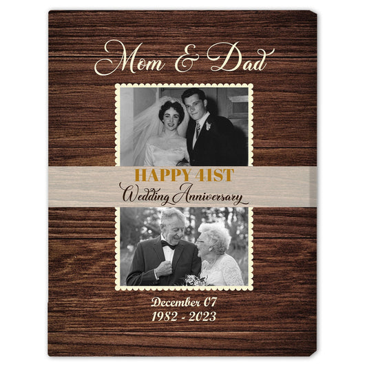 Happy 41st Wedding - Personalized 41 Year Anniversary gift for parents - Custom Canvas Print - MyMindfulGifts