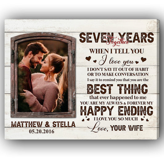 Seven Years Together - Personalized 7 Year Anniversary gift for Husband - Custom Canvas Print - MyMindfulGifts