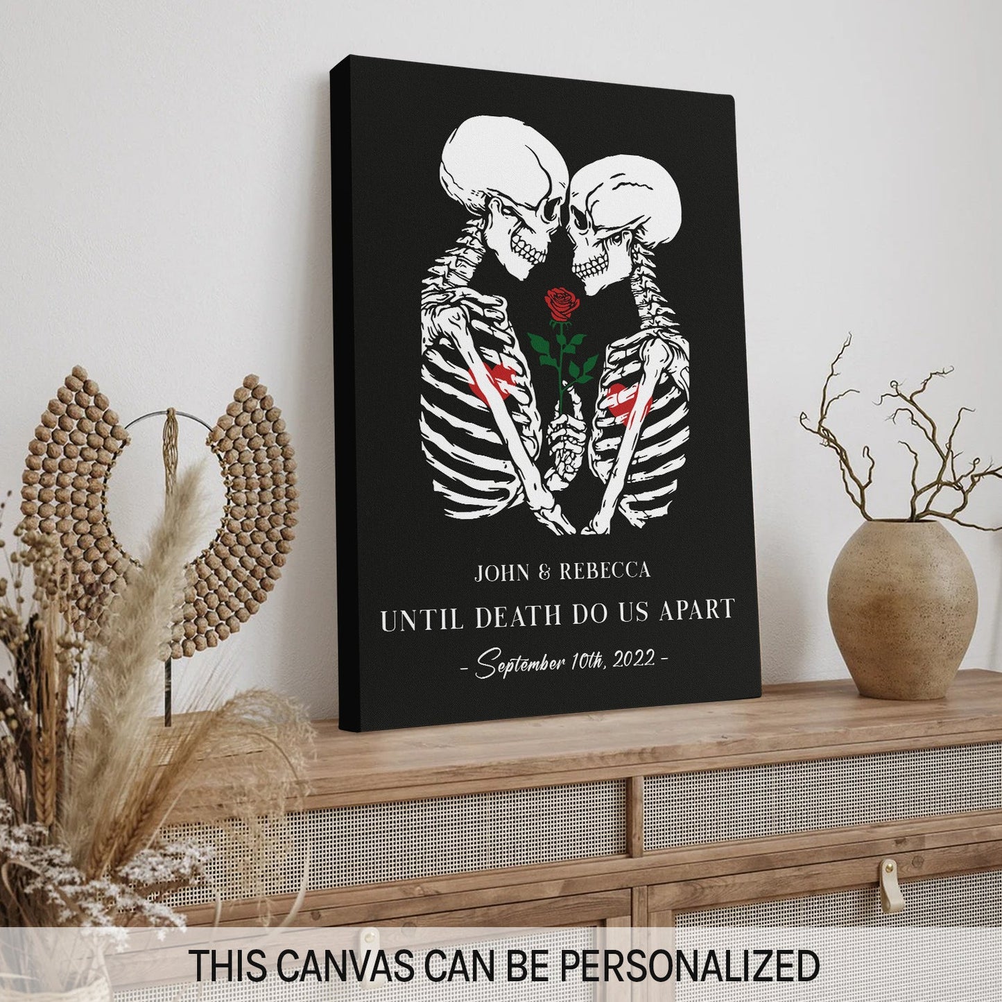 Until Death Do Us Apart - Personalized Anniversary or Valentine's Day gift for Husband or Wife - Custom Canvas Print - MyMindfulGifts