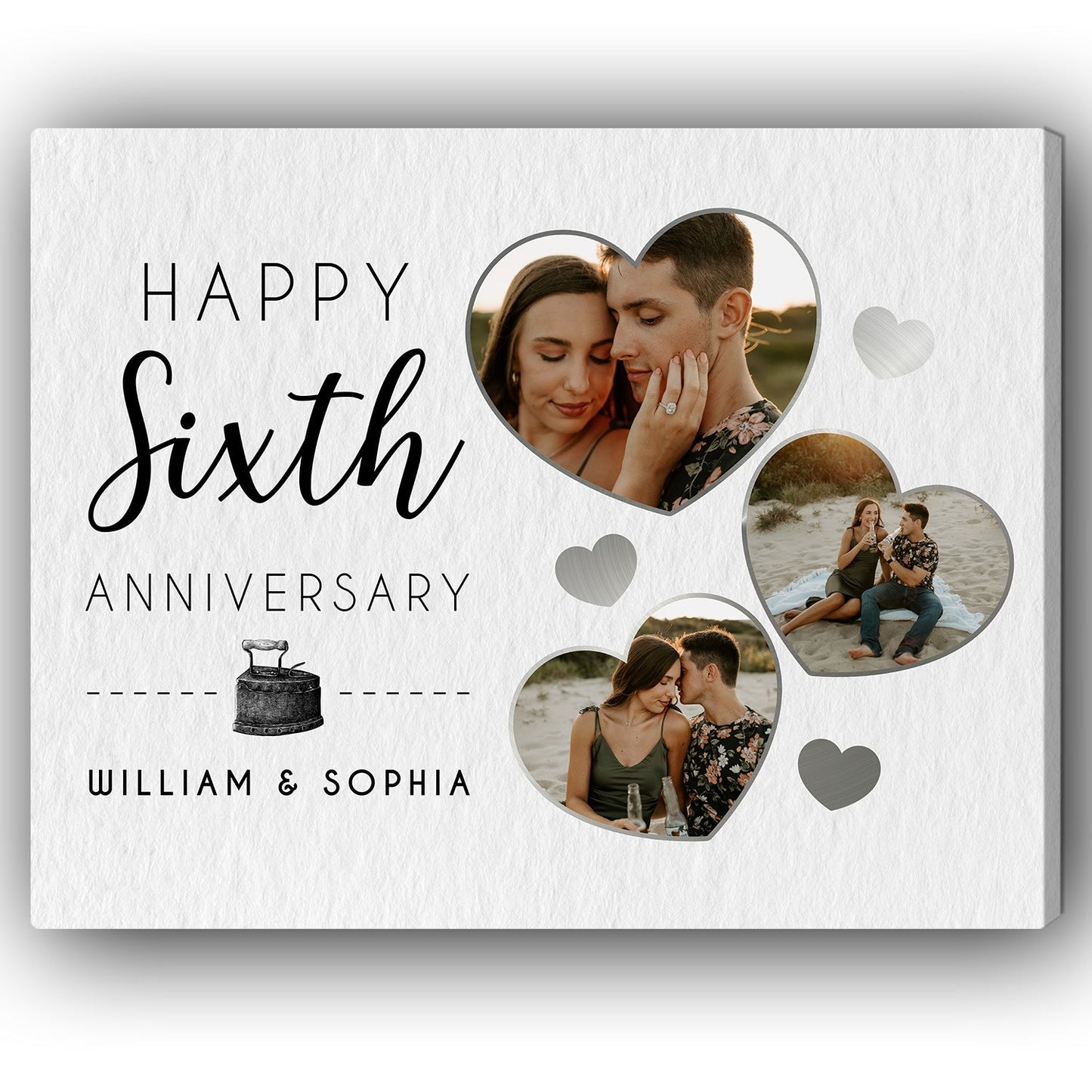 Couple Photo Collage - Personalized 6 Year Anniversary gift for Husband or Wife - Custom Canvas Print - MyMindfulGifts
