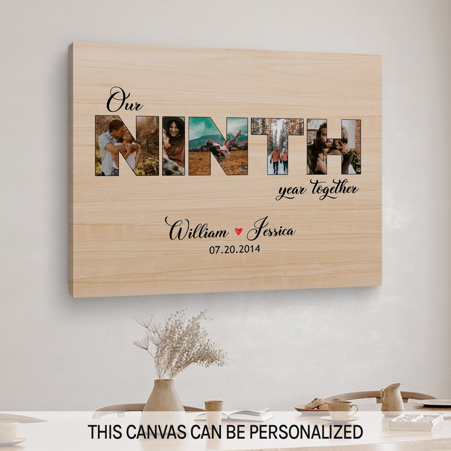Our Ninth Year Together Photo Collage - Personalized 9 Year Anniversary gift for Husband or Wife - Custom Canvas Print - MyMindfulGifts