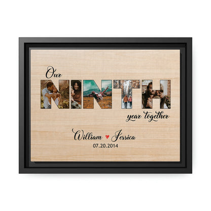 Our Ninth Year Together Photo Collage - Personalized 9 Year Anniversary gift for Husband or Wife - Custom Canvas Print - MyMindfulGifts