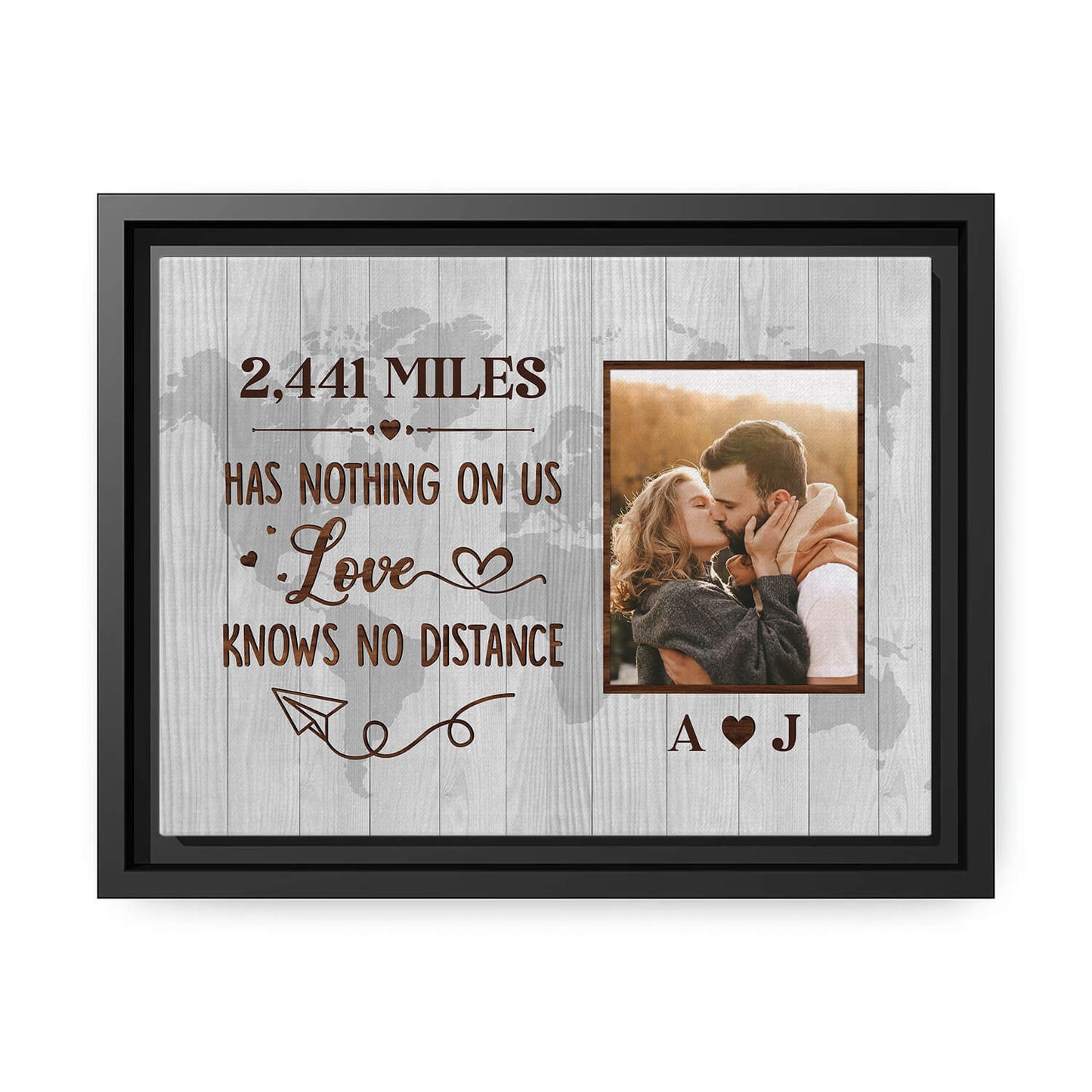 Love Knows No Distance Map - Personalized Anniversary or Valentine's Day gift for Husband or Wife - Custom Canvas Print - MyMindfulGifts