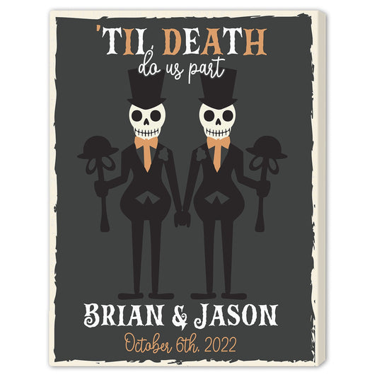 Til Death Do Us Part - Personalized Anniversary or Halloween gift for Gay Couple - Custom Canvas Print - MyMindfulGifts