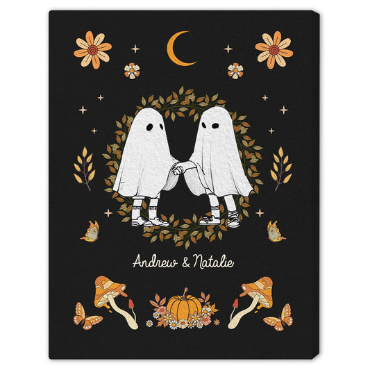 Ghost Couple Gothic - Personalized Anniversary or Halloween gift for Boyfriend or Girlfriend - Custom Canvas Print - MyMindfulGifts