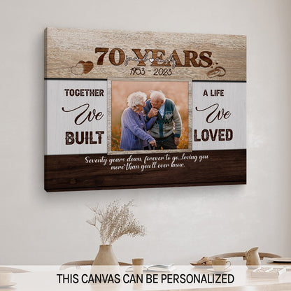 70th Year Together - Personalized 70 Year Anniversary gift for Parents - Custom Canvas Print - MyMindfulGifts