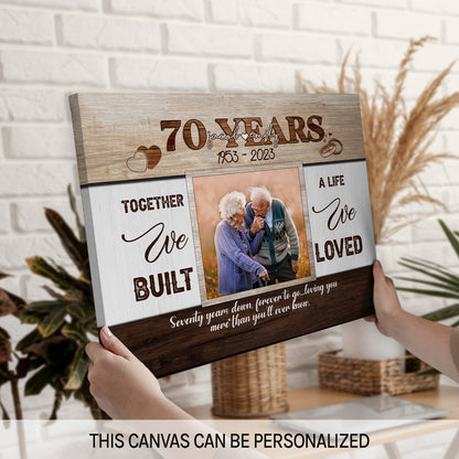 70th Year Together - Personalized 70 Year Anniversary gift for Parents - Custom Canvas Print - MyMindfulGifts