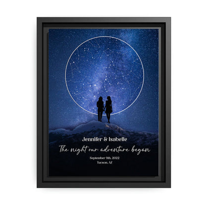 The Night Our Adventure Began Star Map - Personalized Anniversary or Valentine's Day gift for Lesbian Couple - Custom Canvas Print - MyMindfulGifts