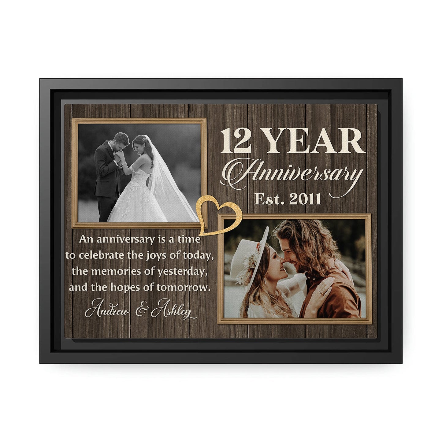 12 Year Anniversary - Personalized 12 Year Anniversary gift for Husband or Wife - Custom Canvas Print - MyMindfulGifts