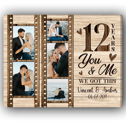 You & Me 12 Years - Personalized 12 Year Anniversary gift for Husband or Wife - Custom Canvas Print - MyMindfulGifts