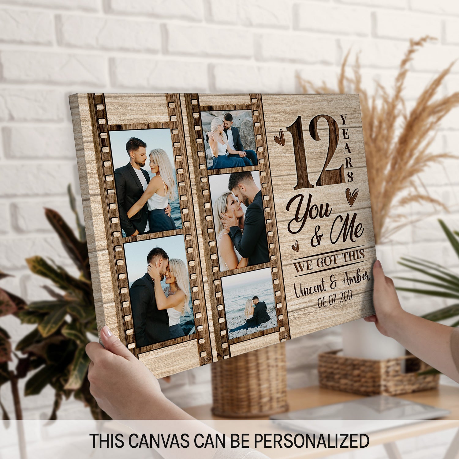 You & Me 12 Years - Personalized 12 Year Anniversary gift for Husband or Wife - Custom Canvas Print - MyMindfulGifts