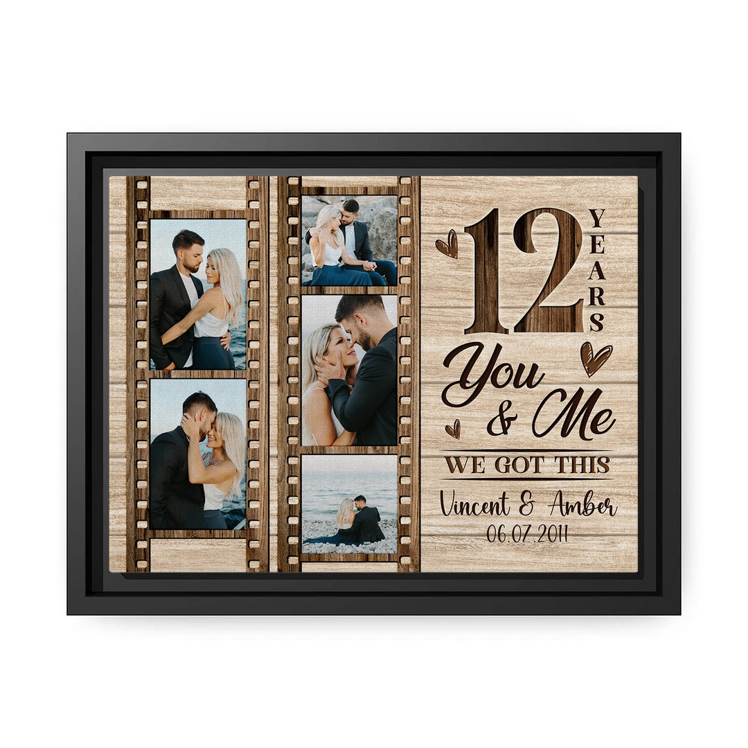 You & Me 12 Years - Personalized 12 Year Anniversary gift for Husband or Wife - Custom Canvas Print - MyMindfulGifts