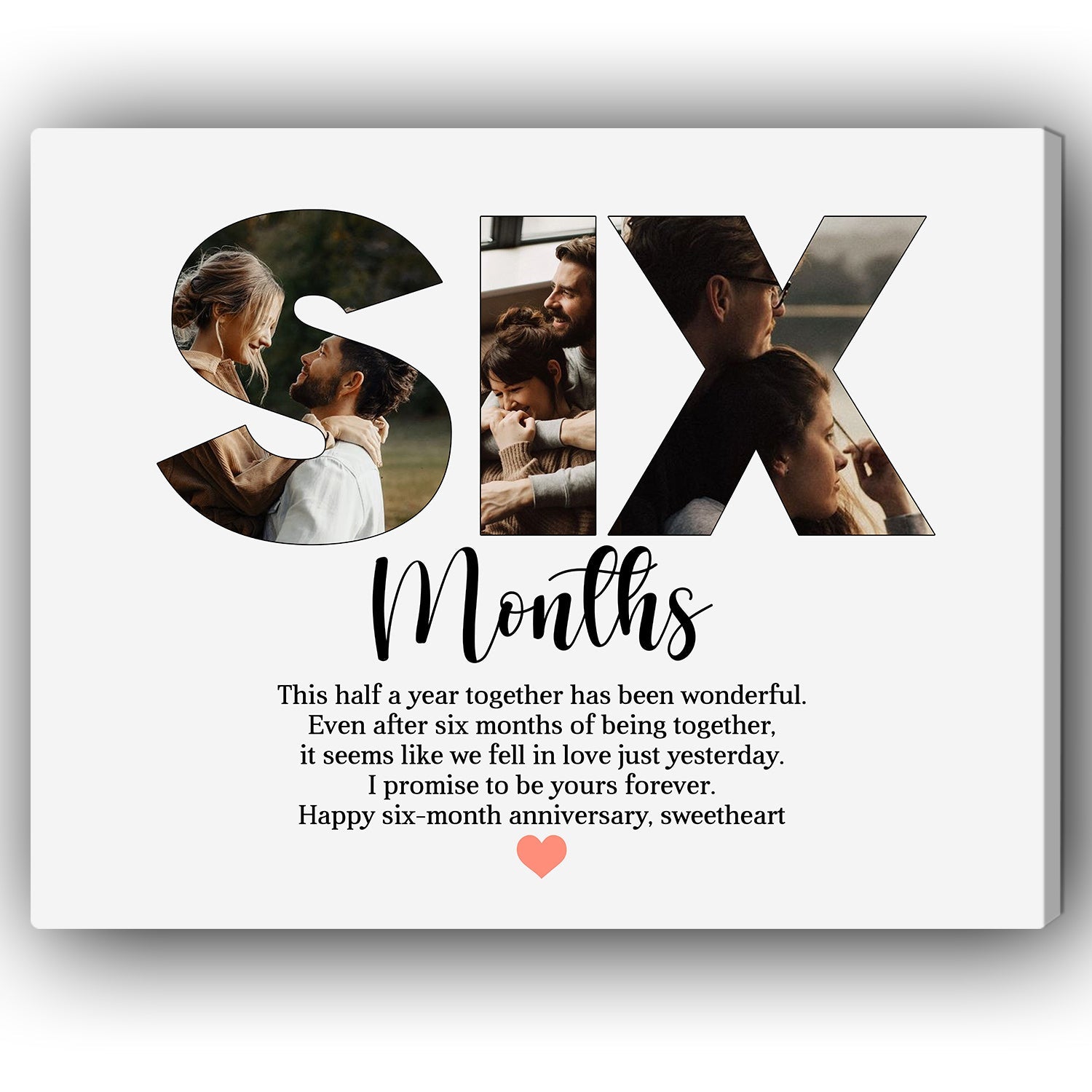 Six Months - Personalized 6 Month Anniversary gift for Boyfriend or Girlfriend - Custom Canvas Print - MyMindfulGifts