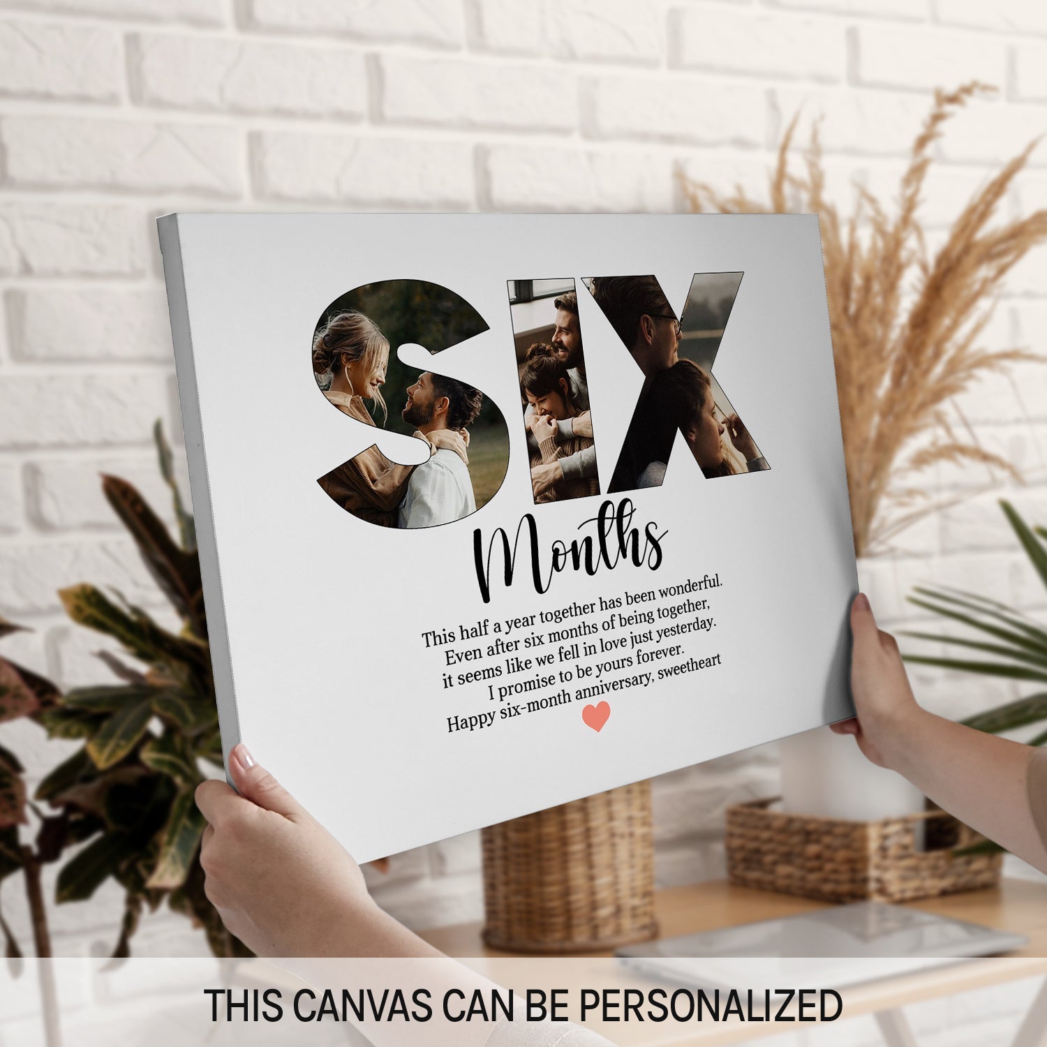 Six Months Personalized Month Anniversary gift for Boyfriend or Girlfriend Custom Canvas Print MyMindfulGifts