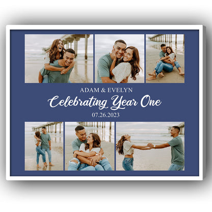Celebrating Year One - Personalized 1 Year Anniversary gift For Husband or Wife - Custom Canvas Print - MyMindfulGifts