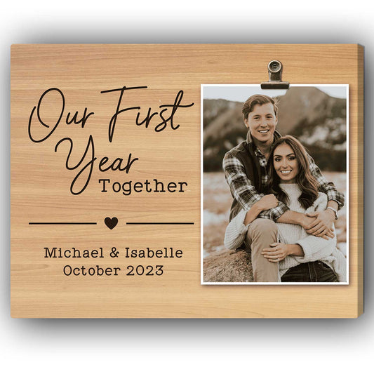 Our First Year Together - Personalized 1 Year Anniversary gift For Husband or Wife - Custom Canvas Print - MyMindfulGifts
