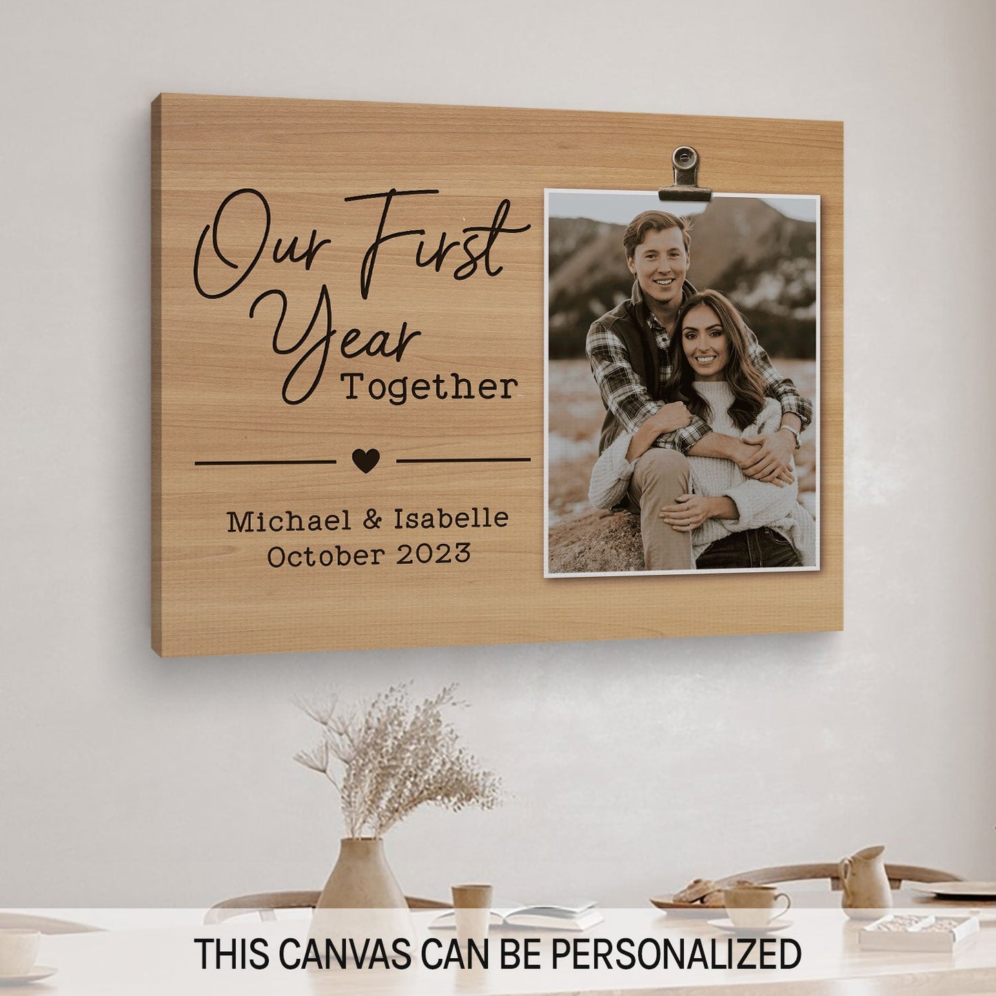 Our First Year Together - Personalized 1 Year Anniversary gift For Husband or Wife - Custom Canvas Print - MyMindfulGifts