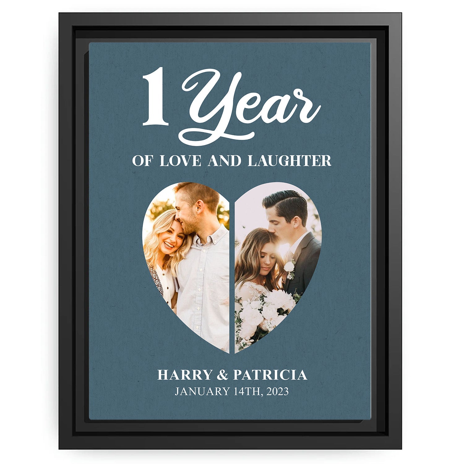 1 Year Of Love And Laughter - Personalized 1 Year Anniversary gift For Husband or Wife - Custom Canvas Print - MyMindfulGifts