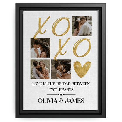 XOXO Hugs & Kisses Photo Collage - Personalized Anniversary or Valentine's Day gift For Him or Her - Custom Canvas Print - MyMindfulGifts