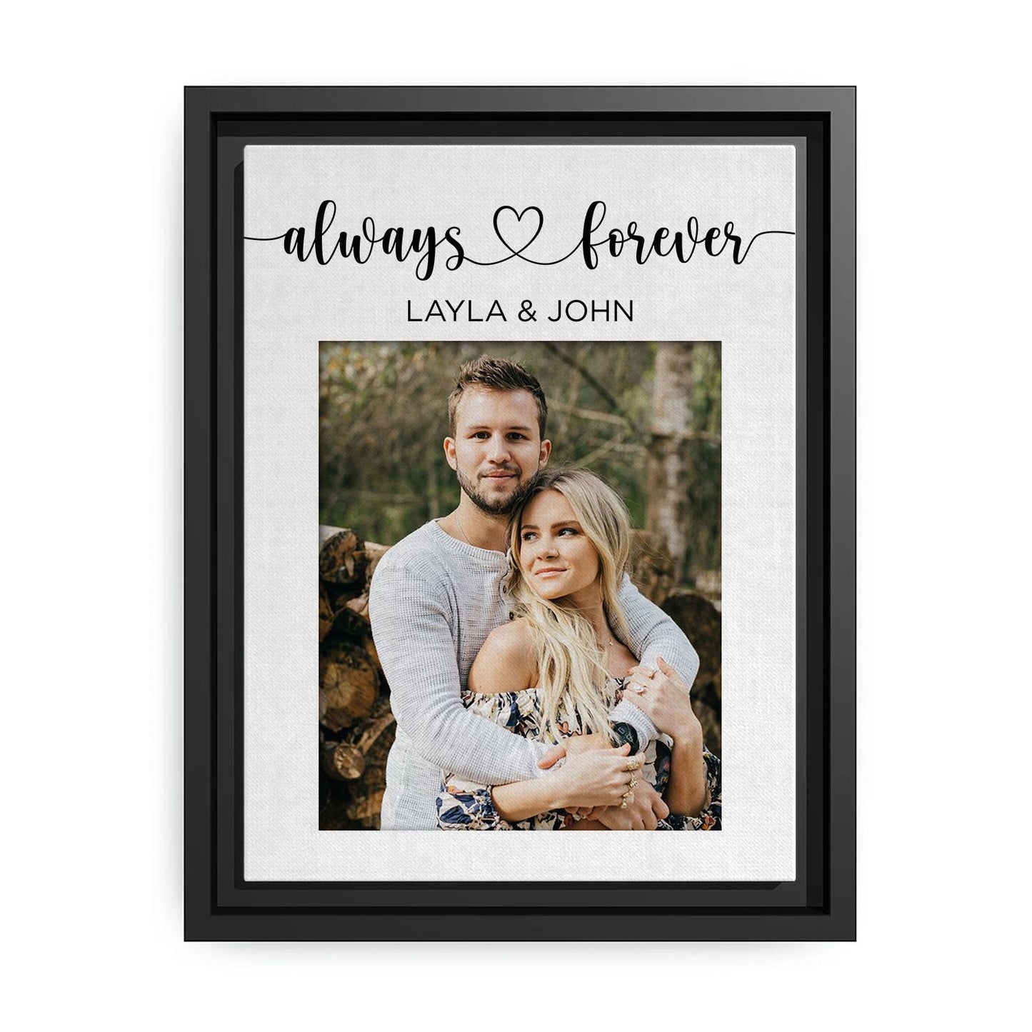 Always Forever - Personalized Anniversary or Valentine's Day gift For Him or Her - Custom Canvas Print - MyMindfulGifts