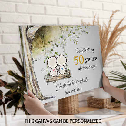 50 Years Of Mariage Golden Wedding Anniversary - Personalized 50 Year Anniversary gift For Parents, Friends, Husband or Wife - Custom Canvas Print - MyMindfulGifts