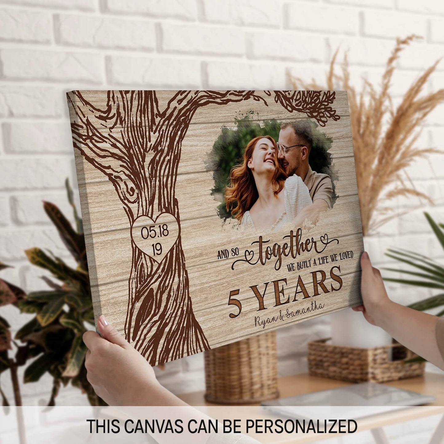 5 Years - Personalized 5 Year Anniversary gift For Husband or Wife - Custom Canvas Print - MyMindfulGifts