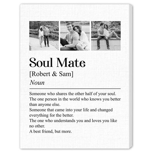 Soul Mate - Personalized Anniversary, Valentine's Day, Birthday or Christmas gift For Him or Her - Custom Canvas Print - MyMindfulGifts