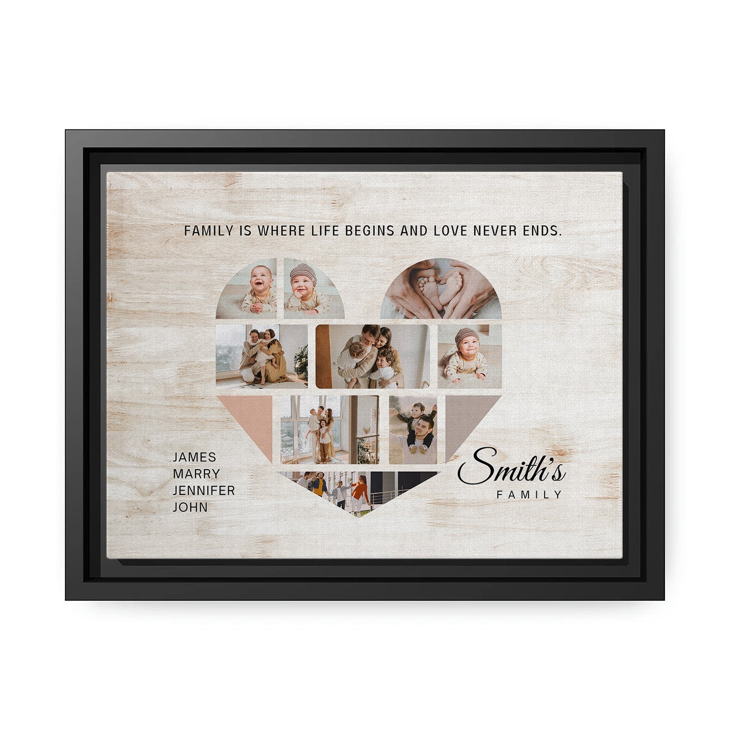 Personalized Mother's Day or Father's Day or birthday gift for Mom or for Dad - Family Is Where Life Begins - custom Canvas Print - MyMindfulGifts