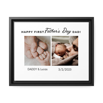 Happy First Father's Day - Personalized Father's Day gift for New Dad - Custom Canvas Print - MyMindfulGifts