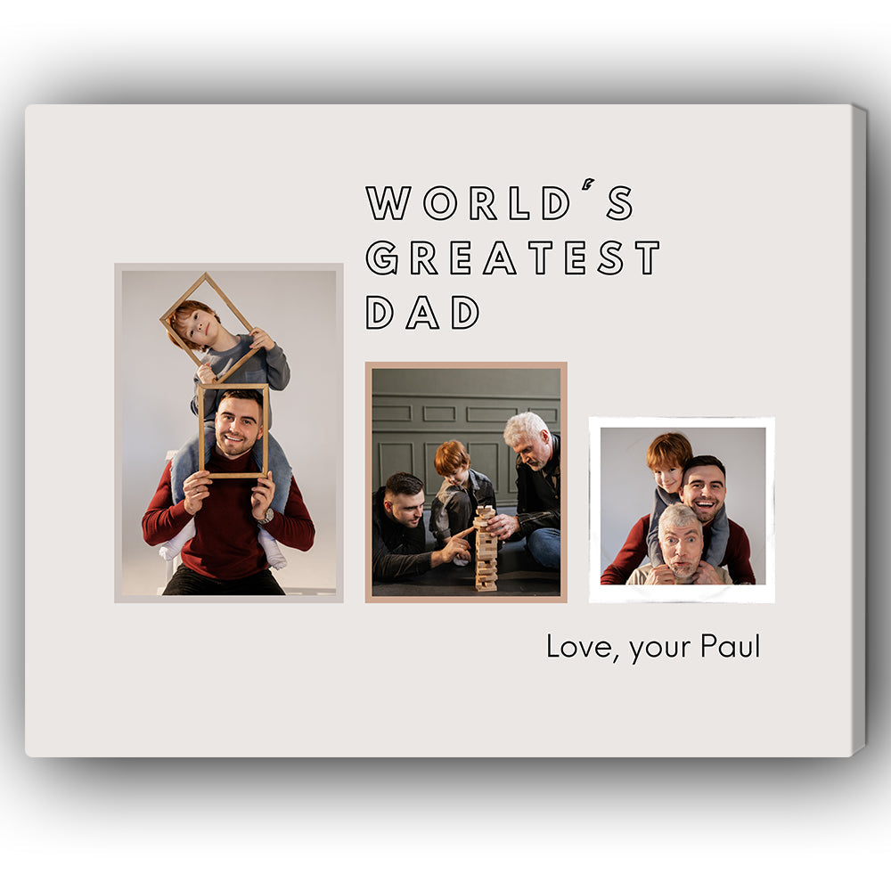 World's Greatest Dad - Personalized Father's Day or Birthday gift for Dad - Custom Canvas Print - MyMindfulGifts