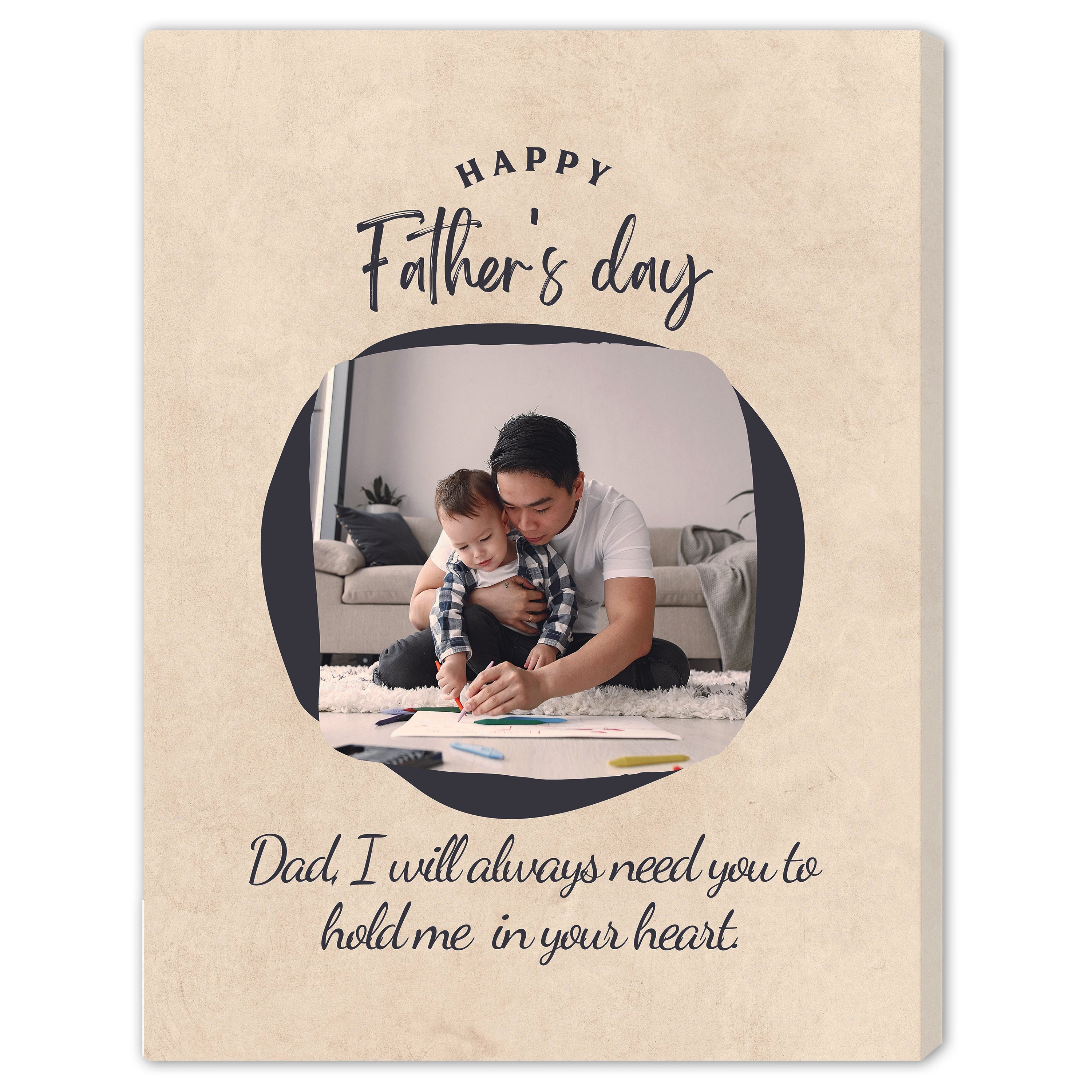Hold Me In Your Heart - Personalized Father's Day gift for Dad - Custom Canvas Print - MyMindfulGifts