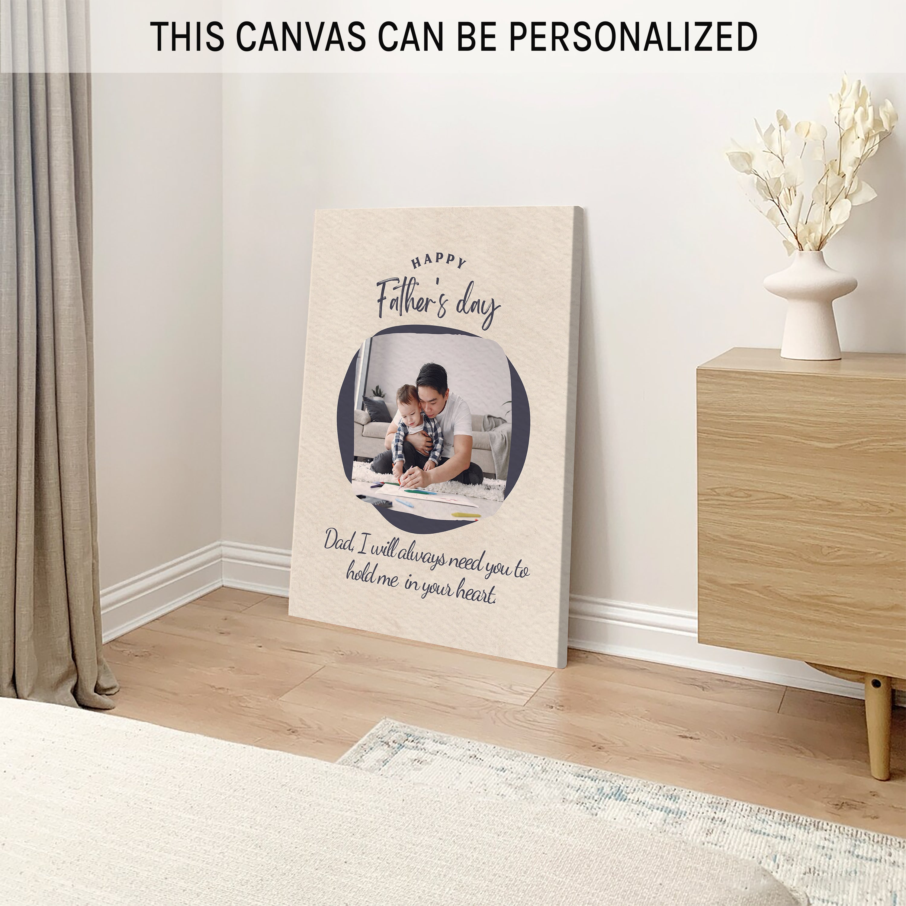 Hold Me In Your Heart - Personalized Father's Day gift for Dad - Custom Canvas Print - MyMindfulGifts