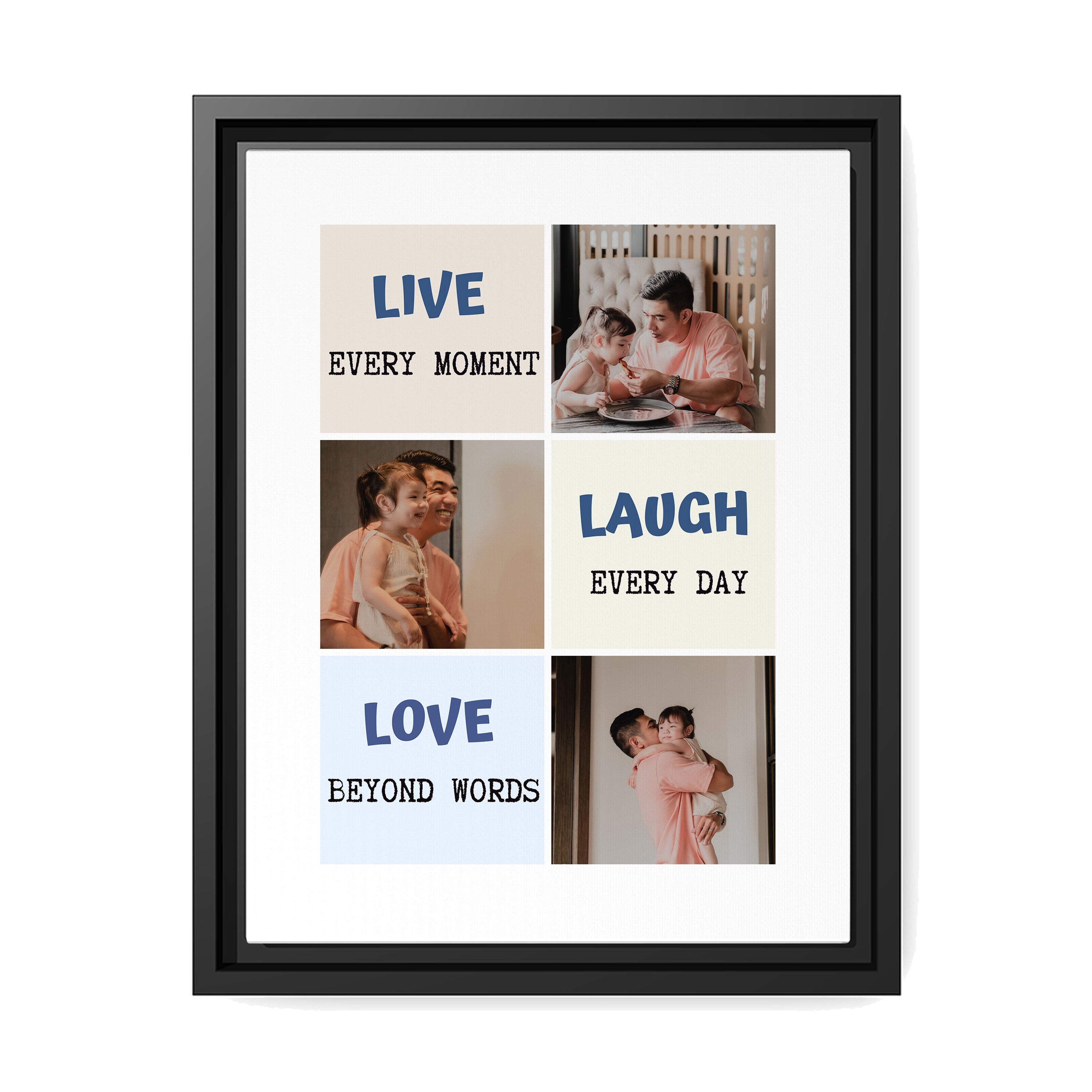 Live Every Moment Laugh Every Day  - Personalized Father's Day, Birthday gift for Dad - Custom Canvas Print - MyMindfulGifts