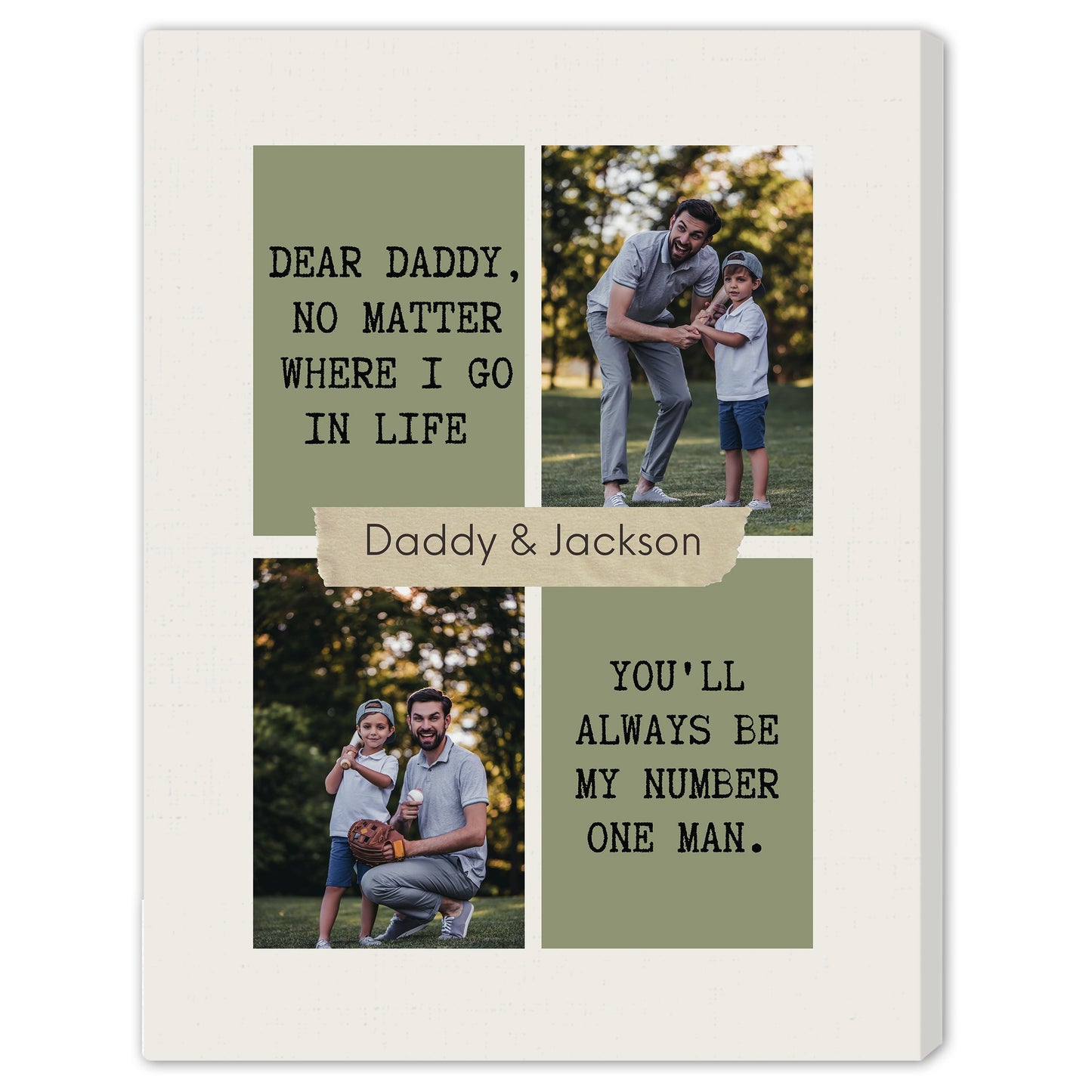 You'll Always Be My Number One Man - Personalized Father's Day, Birthday gift for Dad - Custom Canvas Print - MyMindfulGifts