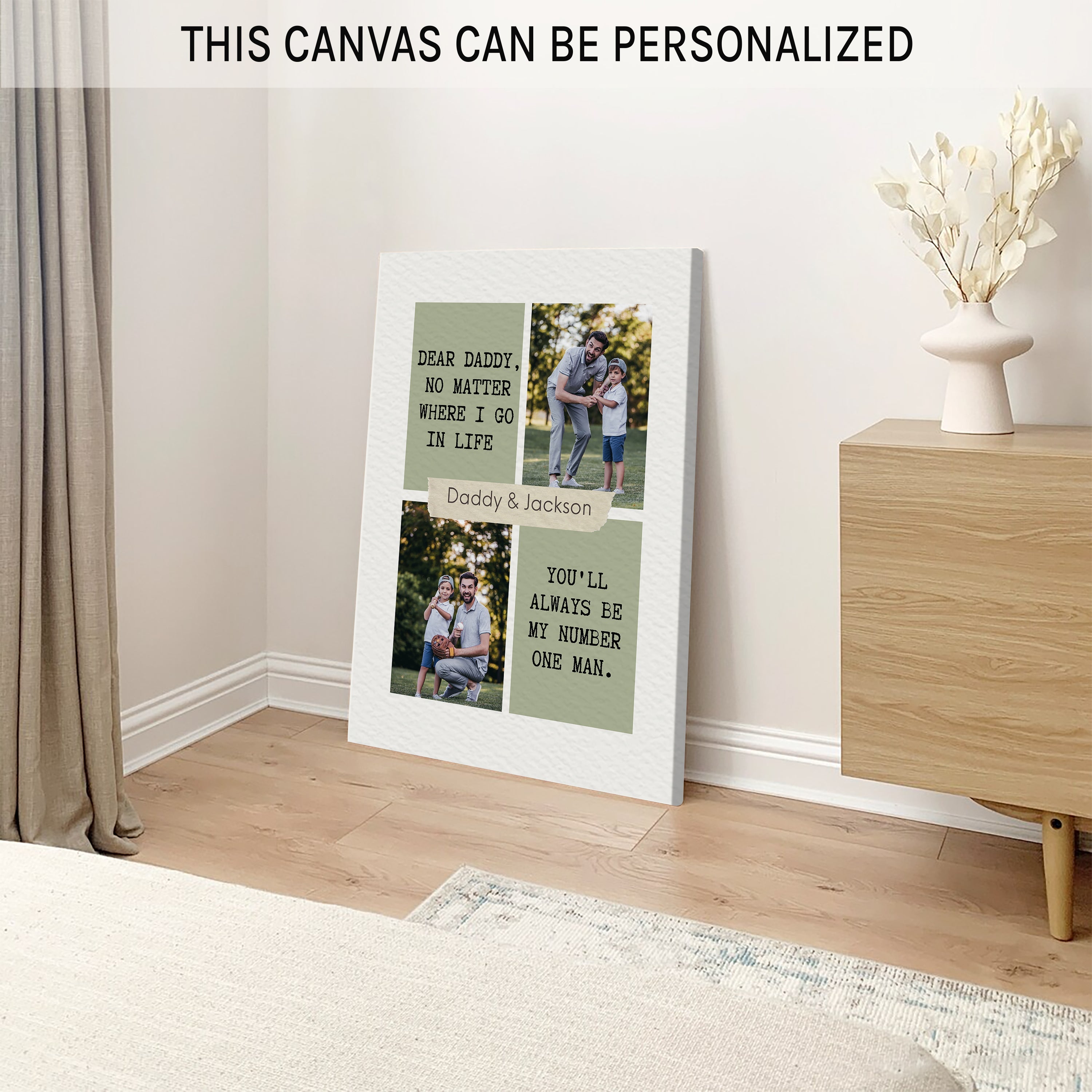 You'll Always Be My Number One Man - Personalized Father's Day, Birthday gift for Dad - Custom Canvas Print - MyMindfulGifts