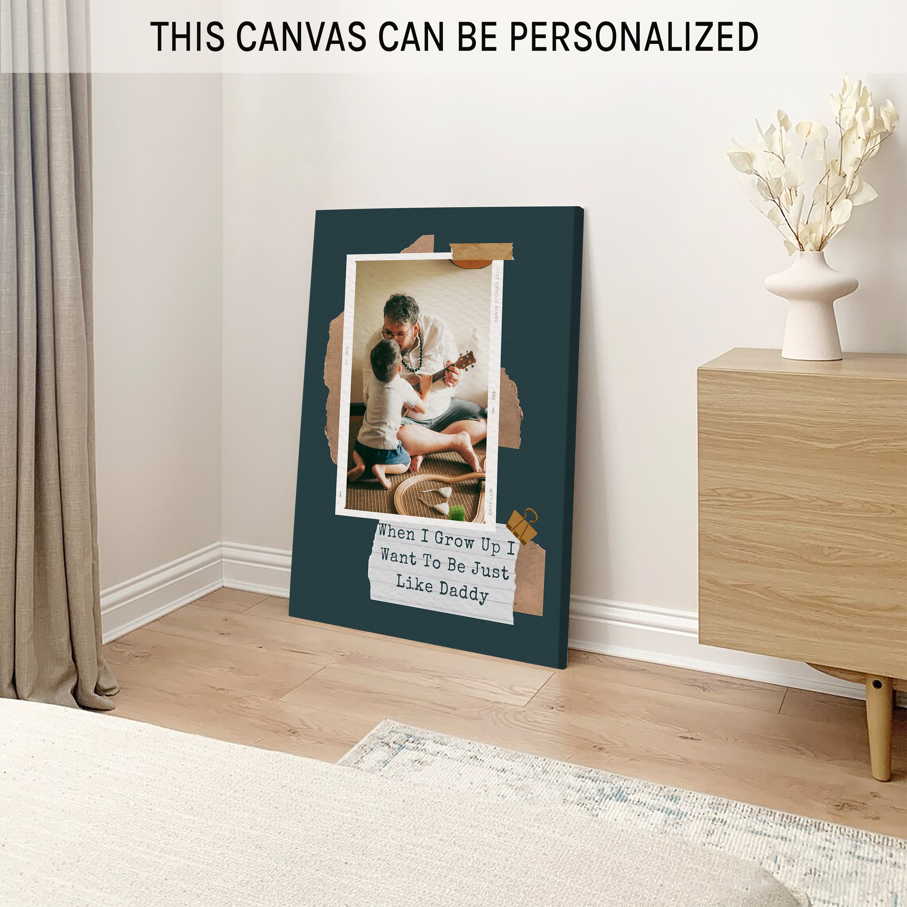 I Want To Be Just Like Daddy - Personalized Father's Day, Birthday gift for Dad - Custom Canvas Print - MyMindfulGifts