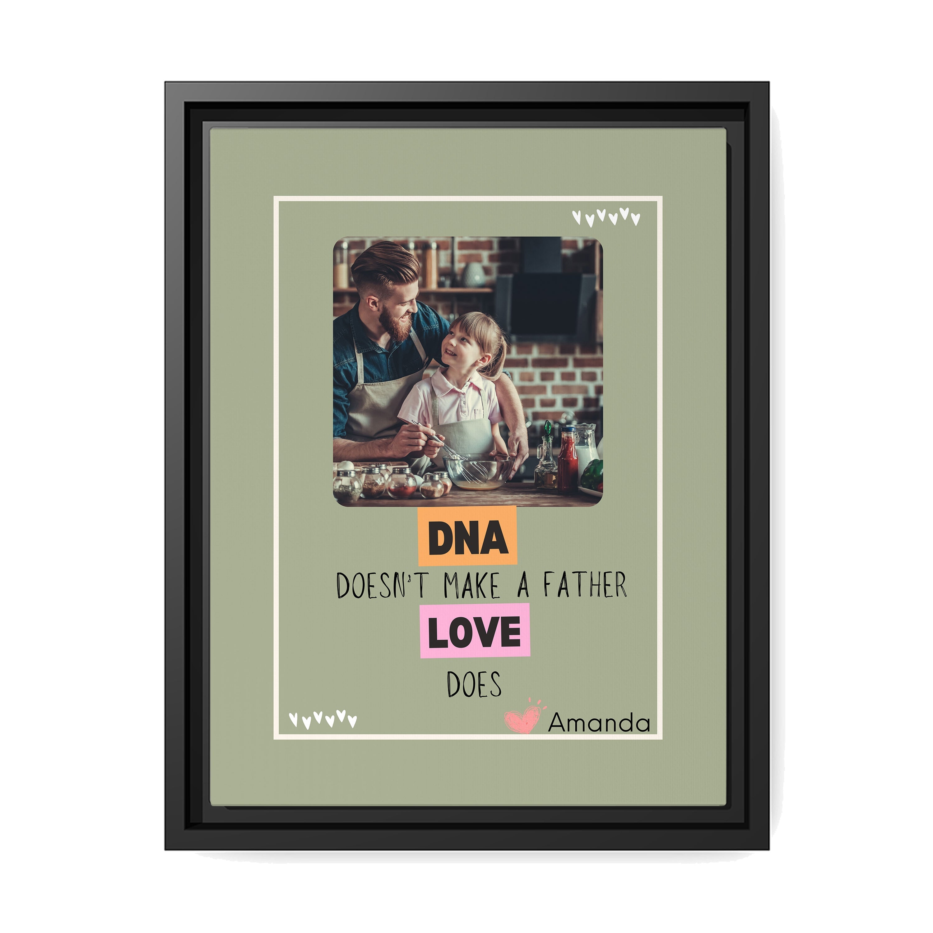 DNA Doesn’t Make a Father Love Does - Personalized Father's Day, Birthday gift for Dad - Custom Canvas Print - MyMindfulGifts