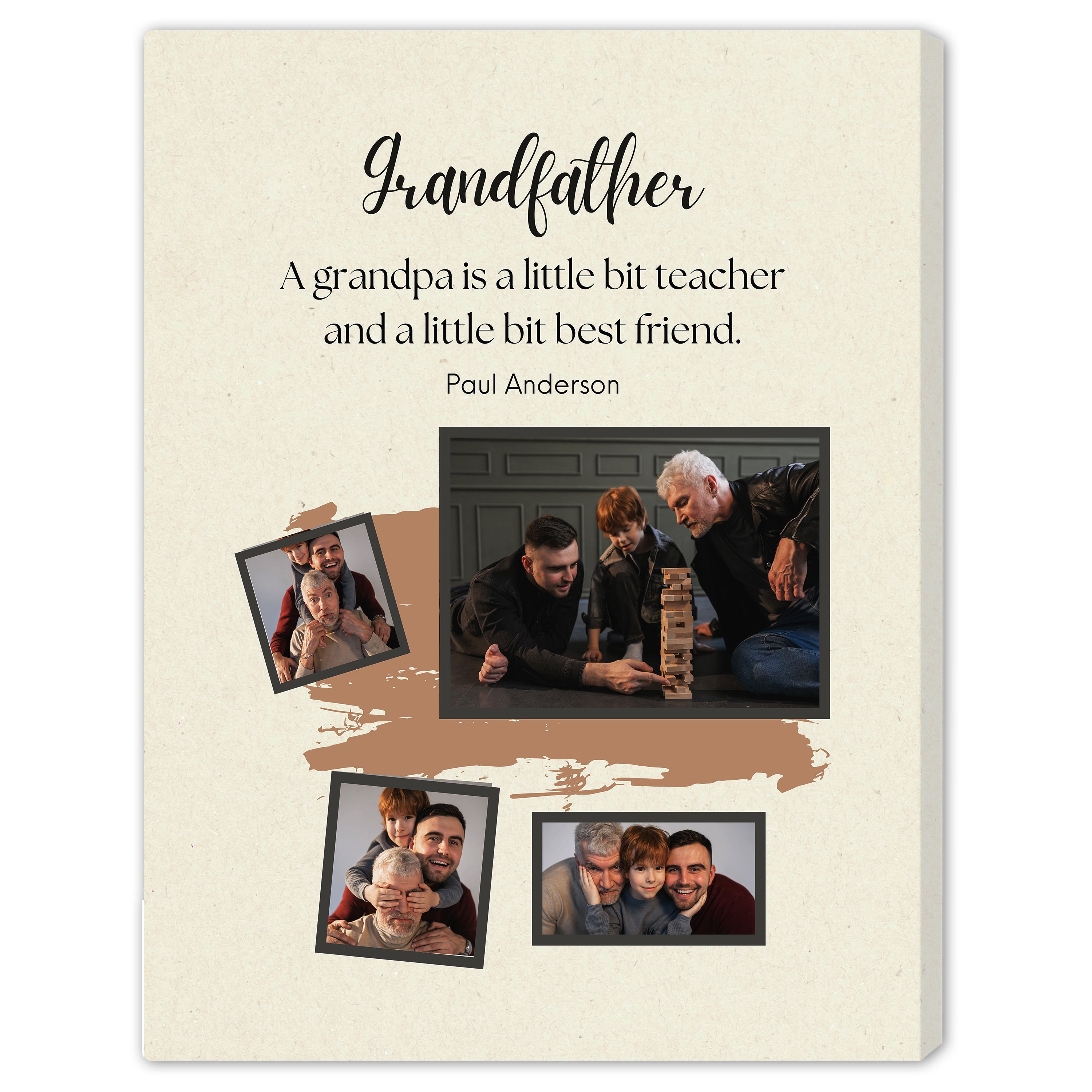A Grandpa is a little bit teacher - Personalized Father's Day or Birthday gift for Grandpa - Custom Canvas Print - MyMindfulGifts