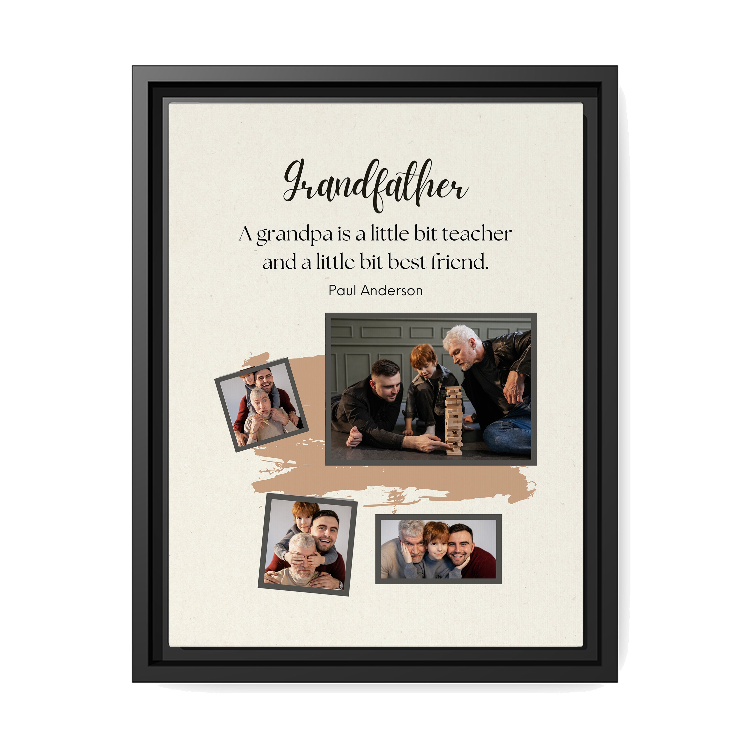 A Grandpa is a little bit teacher - Personalized Father's Day or Birthday gift for Grandpa - Custom Canvas Print - MyMindfulGifts