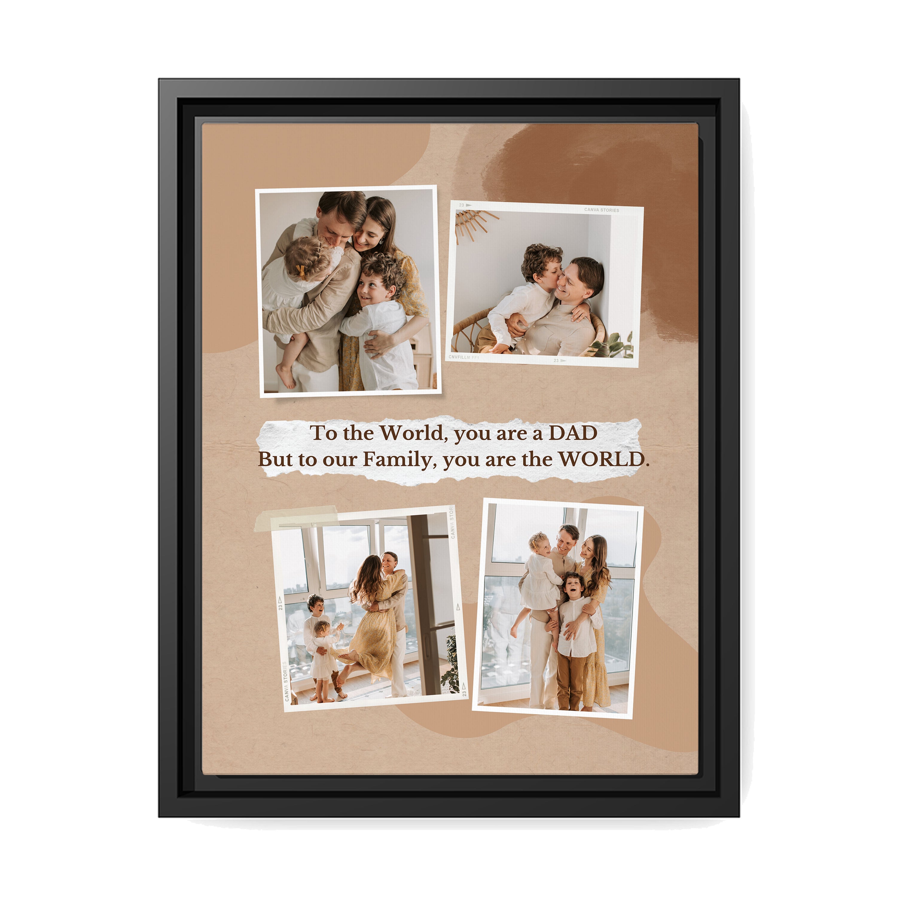 To our family, you are the world - Personalized Father's Day or Birthday gift for Dad - Custom Canvas Print - MyMindfulGifts