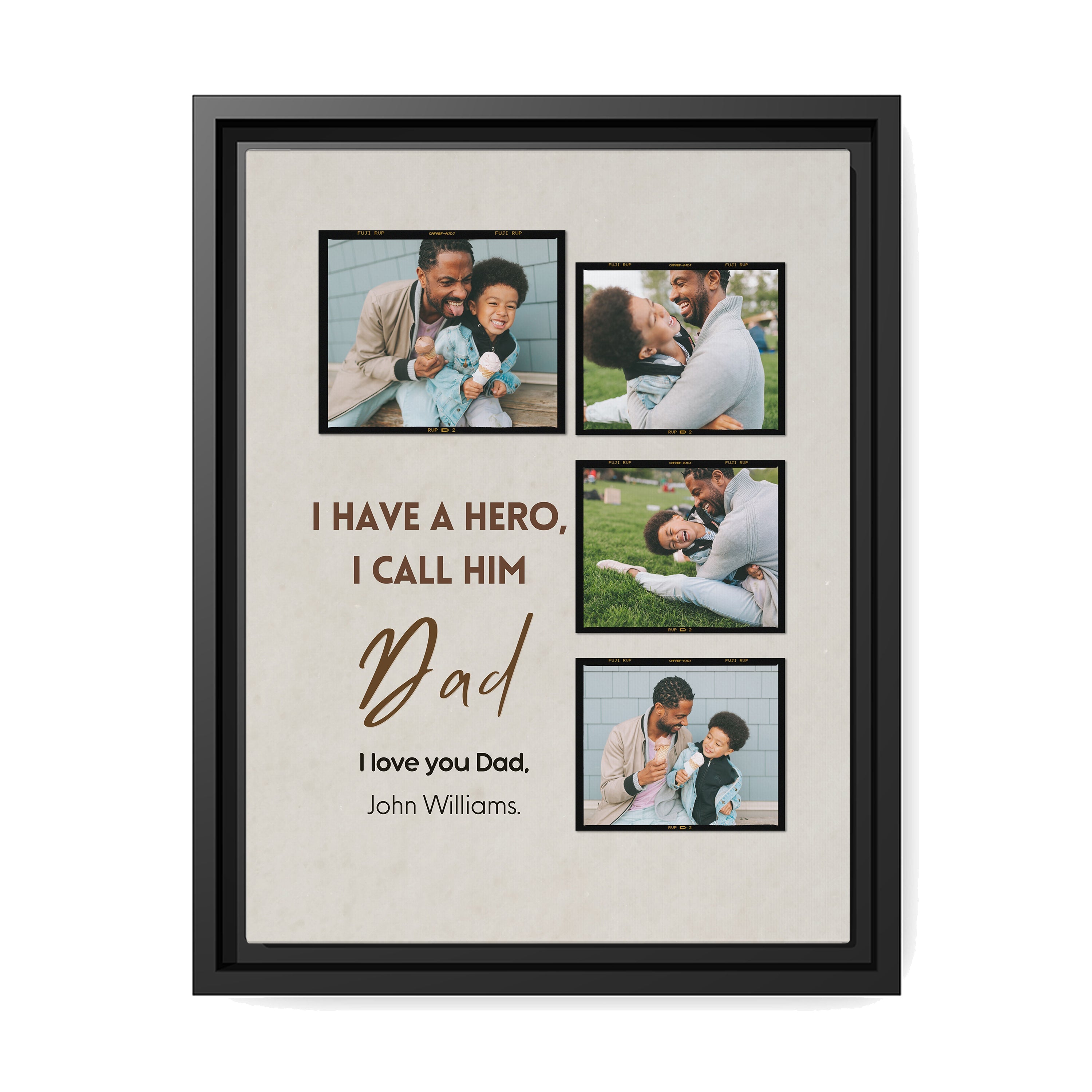 I have a hero - Personalized Father's Day or Birthday gift for Dad - Custom Canvas Print - MyMindfulGifts