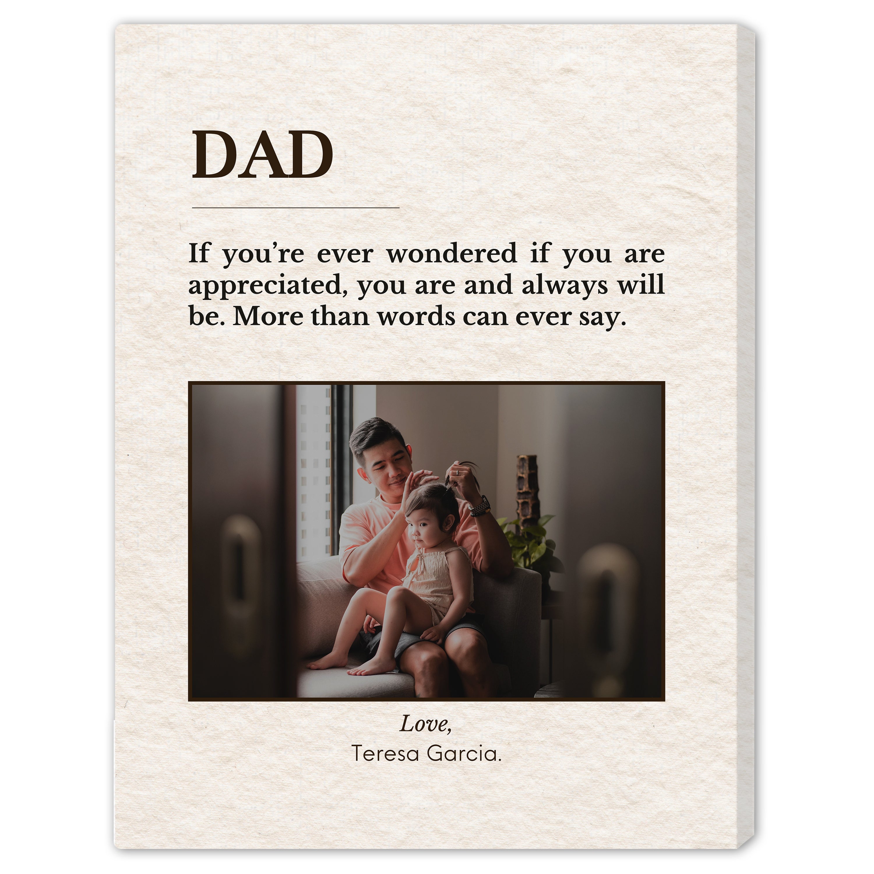 More than words can ever say - Personalized Father's Day or Birthday gift for Dad - Custom Canvas Print - MyMindfulGifts